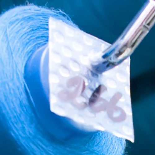 A lot of thread spools attached to a wall